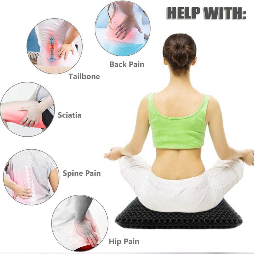 Gel Seat Cushion For Lower Back Pain Pressure Relief Wheelchair Car Office Pad