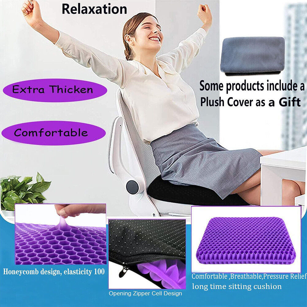 Gel Seat Cushion For Lower Back Pain Pressure Relief Wheelchair Car Office Pad