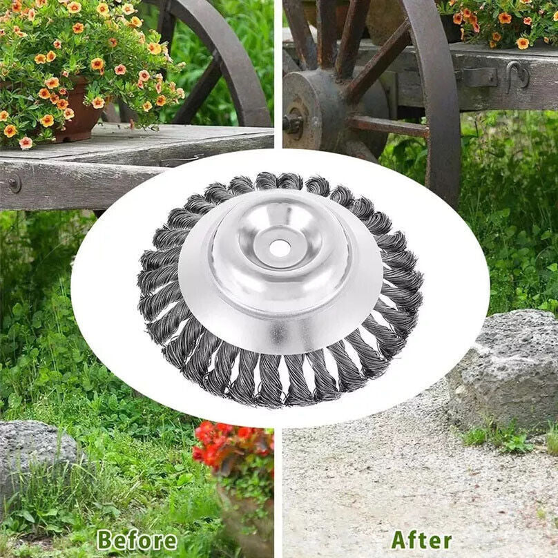 8-Inch Grass Strimmer Head Trimmer Brush Steel Wire Wheel Garden Weed Trimmer