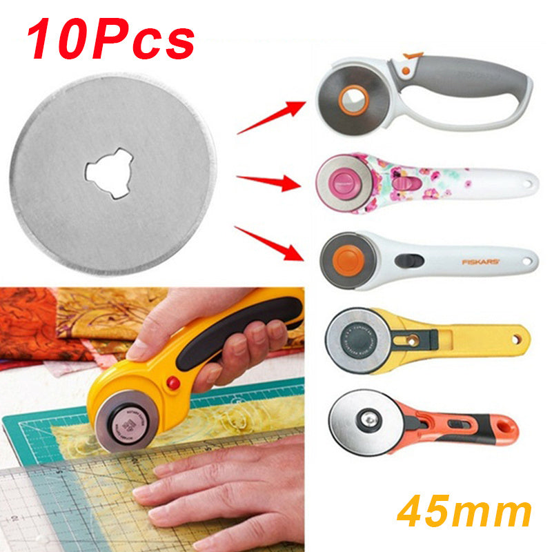 10PCS 45mm Rotary Cutter Replacement Blade Roller Cutter Blade Sewing Cutting A