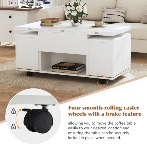 Lift Up Coffee Table, Coffee Table With Storage, Lift-Top Sofa End Tea Tables For Living Room Furniture , White