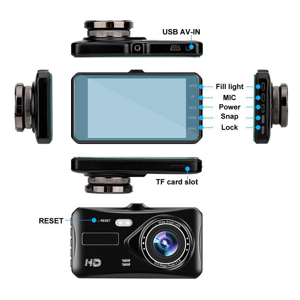 Dashcam Pro DUAL REAR Car Camera  Wide Angle 1080p With 32GB SD Card