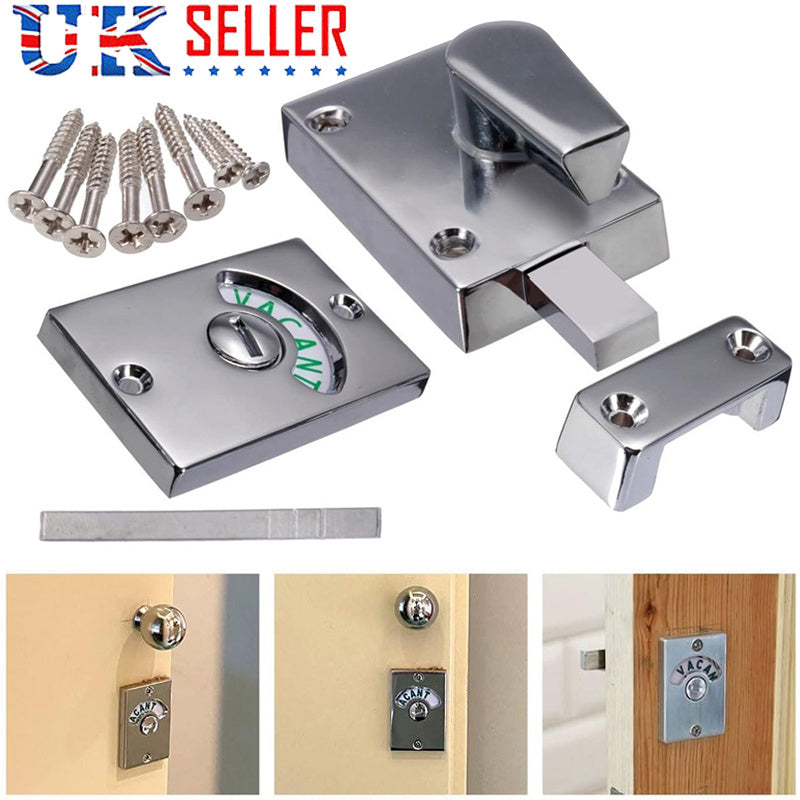 Satin Indicator Bolt Vacant Engaged Bathroom Privacy WC Toilet Lock Satin-Nickel