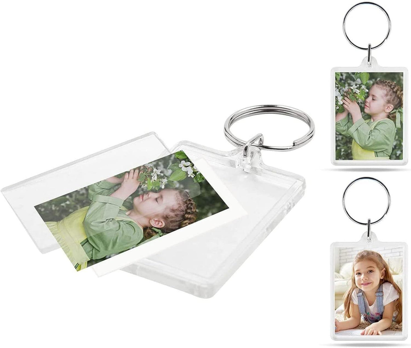 Blank Keyring Acrylic Plastic Passport Photo Key Rings Craft Picture
