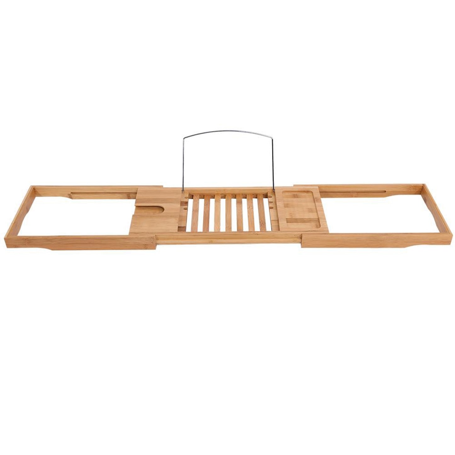 1Pc Extendable Bamboo Bathtub Rack Shelf Bathroom Shower Tub Book Reading Tray Stand