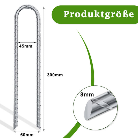 U-Shaped Rebar Stakes 30cm Heavy Duty Ground Anchors Tent Pegs Trampoline Stakes