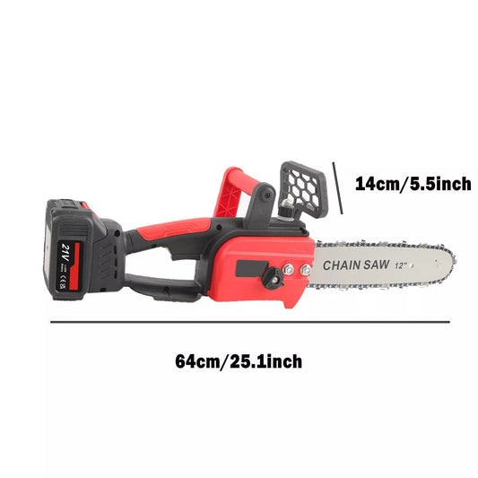 12in Electric Chainsaw Cordless Brushless Wood Cutter -3.0Ah Battery And Charger