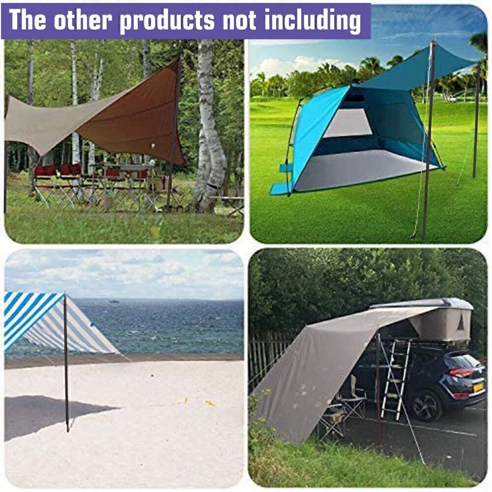 2x200cm Tent Poles Universal Telescopic Adjustable Steel Awning Canopy Tarp Pole