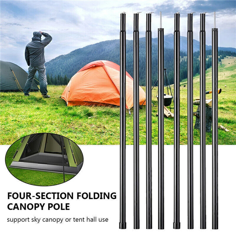 2x200cm Tent Poles Universal Telescopic Adjustable Steel Awning Canopy Tarp Pole
