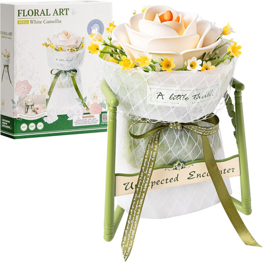 ROBOTIME Artificial Flowers 3D Puzzle Model Kits Puzzles For Adults To Build, Decoration Home Decor Accessories Living Room Gifts For Women, Camellia