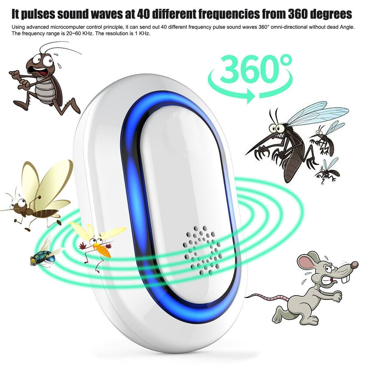 Ultrasonic Pest Insect Rodent Repeller Electronic Plug-In Mice Rat Cockroach Bug