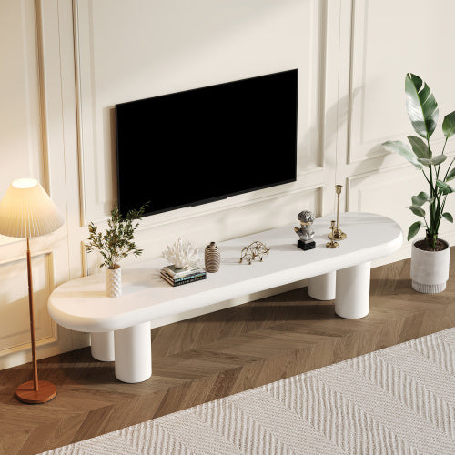 White Painted TV Stand Cabinet For TV Up To 70 Inch, TV Unit TV Console Table, Wooden Entertainment Center For Living Room, Dining Room, Bedroom
