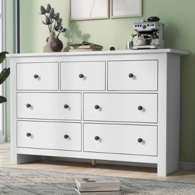 Sideboard Side Cabinet Kitchen Cabinet Storage Cabinet Sideboard Chest Of Drawers With 7 Drawers For Living Room, White