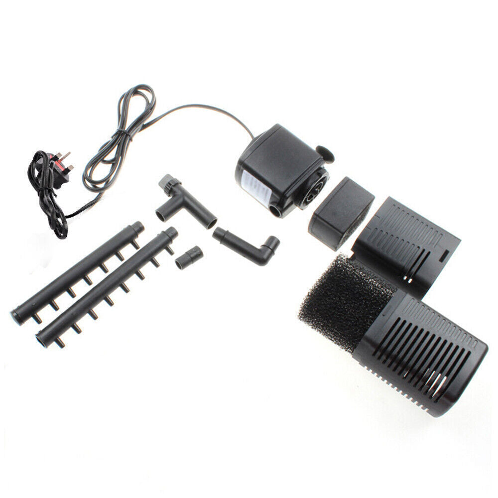 3 In1 Aquarium Fish Tank Filter Water Internal Purifier Filter Oxygen UK