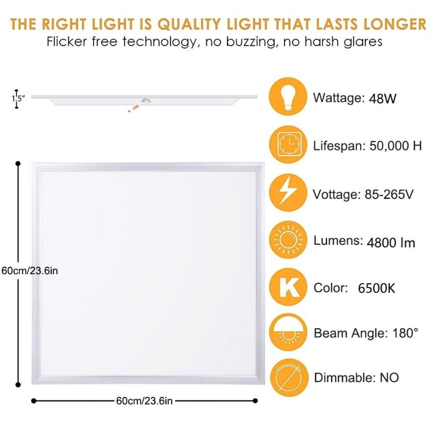 LED PANEL LIGHT 600X600MM 48W WITH 3 YEAR WARRANTY COOL WHITE 6500K