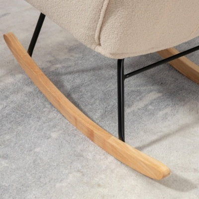 HOMCOM Berber Fleece Nursery Glider Rocker For Nursing, Wingback Rocking Chair For Living Room, Beige