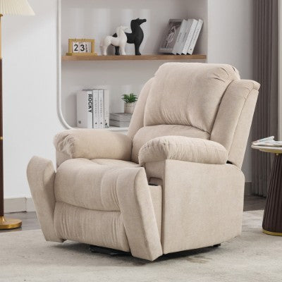Power Massage Lift Recliner Chair With Heat & Vibration For Elderly, Heavy Duty And Safety Motion Reclining Mechanism Fabric Sofa With Storage Pockets, Cup Holders