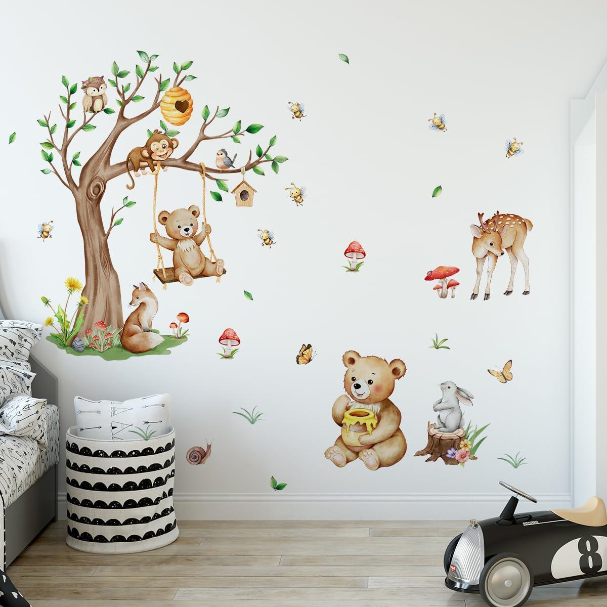 Wall Stickers Decals Animal Jungle Forest Train Kids Room Nursery Decor Peel & Stick