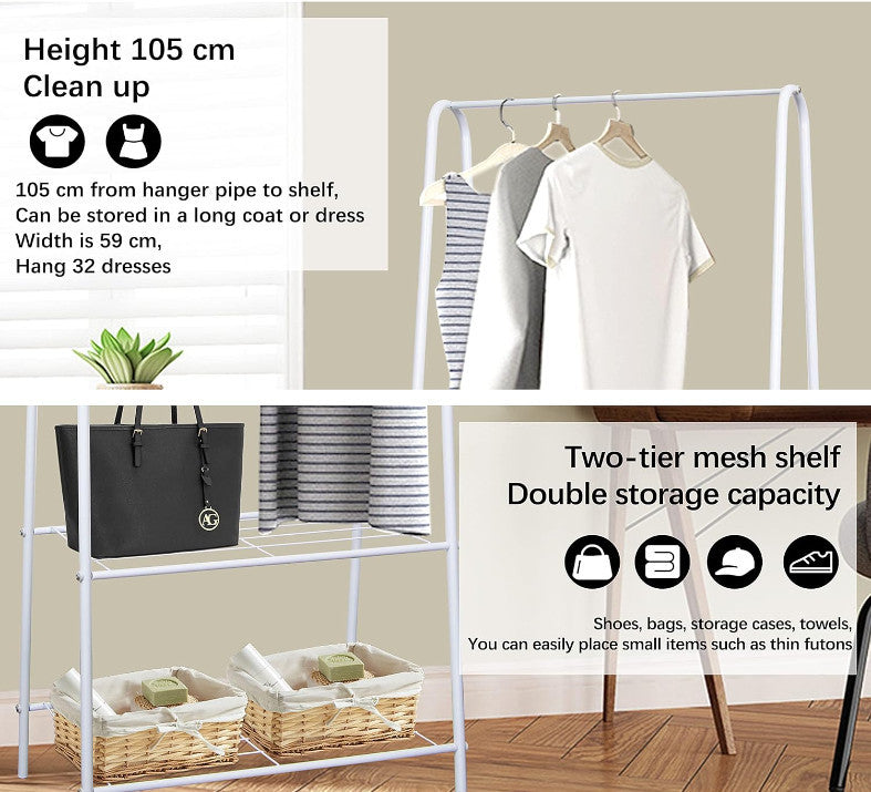 Heavy Duty Metal Clothes Rod Shoe Storage Clothing Rack Hanging Display Rack