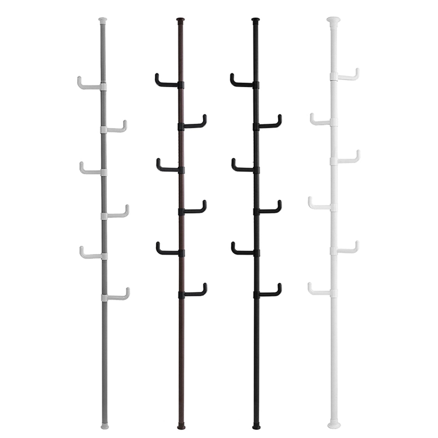 Extra Long Clothes Hanger With The Top Relying On The Ceiling And Nuclear Floor, Coat Rack Freestanding With 6 Hooks