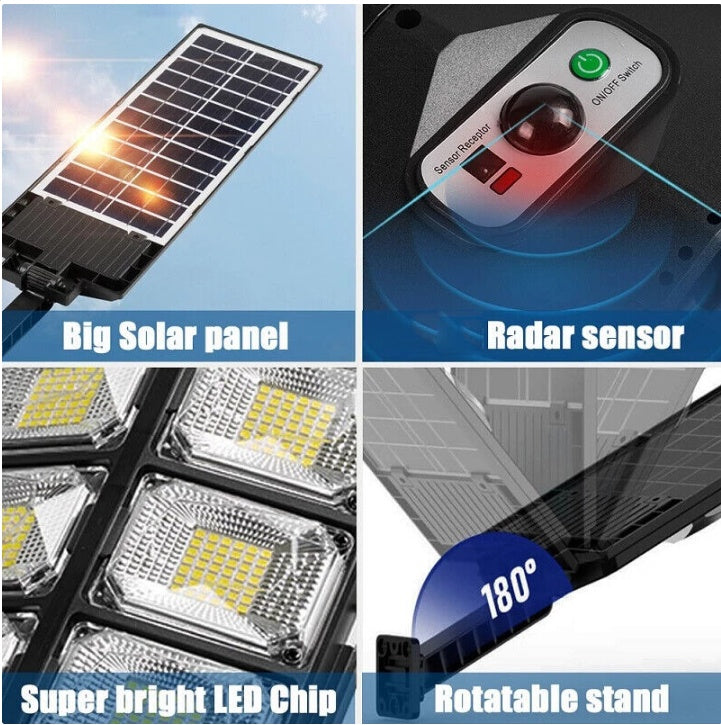 Commercial  504 LED Outdoor Dusk To Dawn Solar Street Light Road Lamp