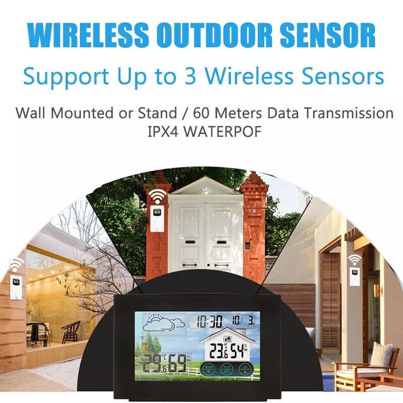 Wireless Weather Station Clock Digital Thermometer Temperature Indoor&Outdoor.