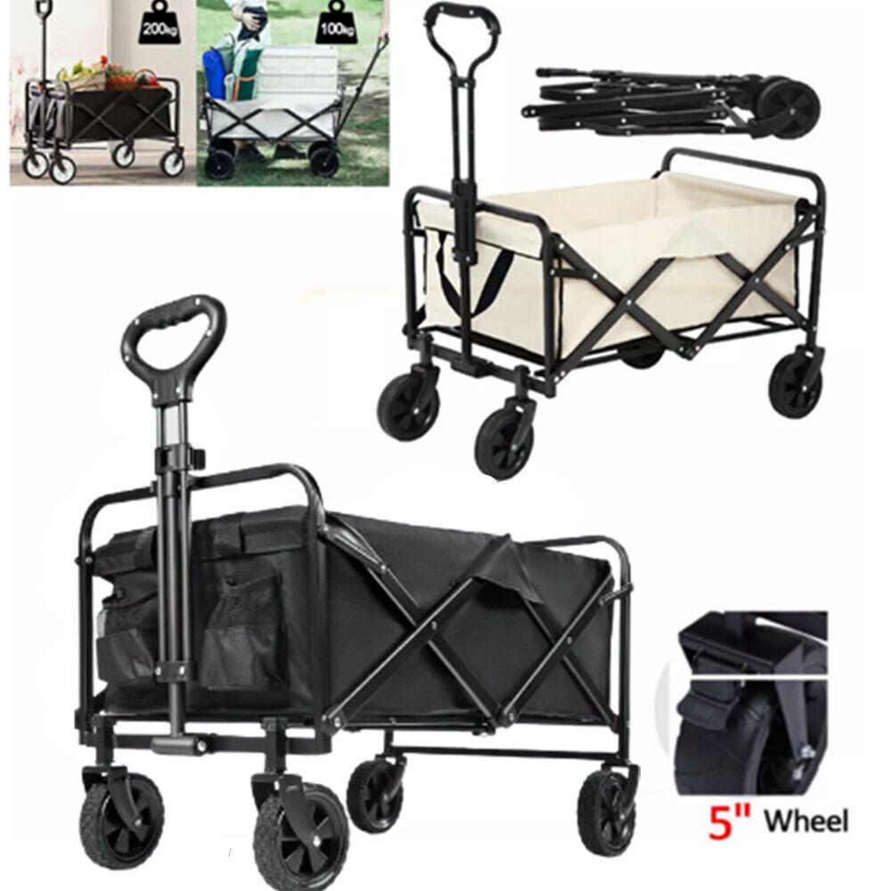 Large Foldable Outdoor Garden Beach Camping Trolley Cart 4 Wheel UK