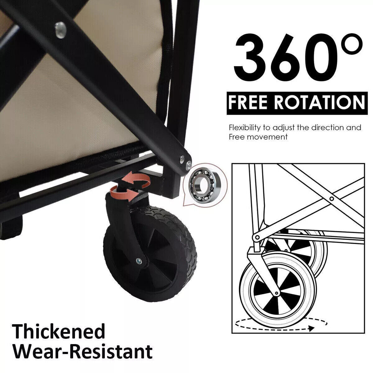 Large Foldable Outdoor Garden Beach Camping Trolley Cart 4 Wheel UK