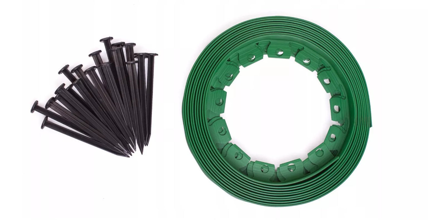 10m Lawn Edge Border With 50 Pegs Garden Edging For Paths Drives Flower Grass