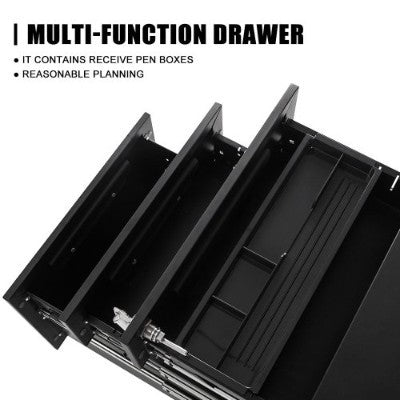 3 Drawer Steel Metal Filing Cabinet With Embedded Handle And Lock Black
