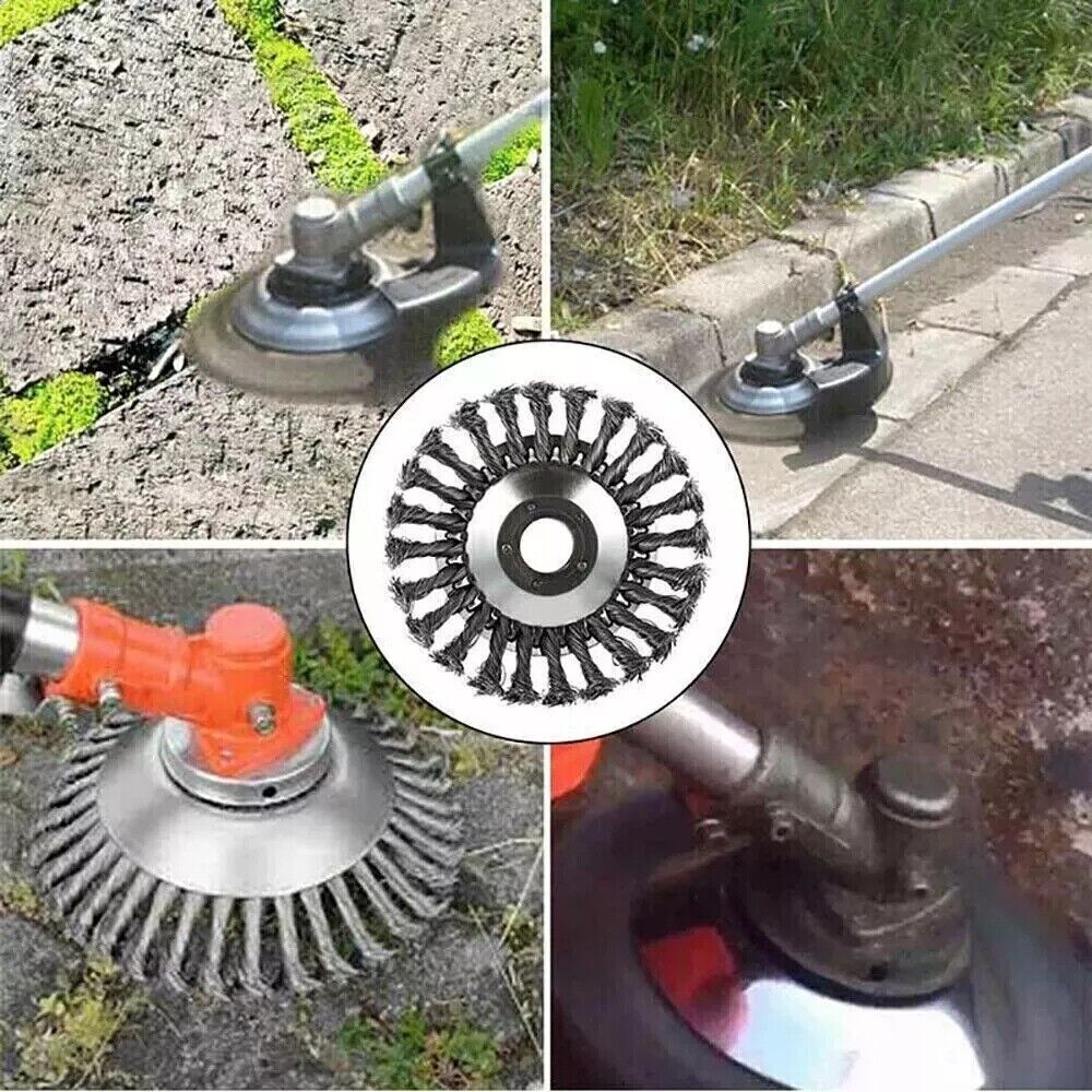 8-Inch Grass Strimmer Head Trimmer Brush Steel Wire Wheel Garden Weed Trimmer