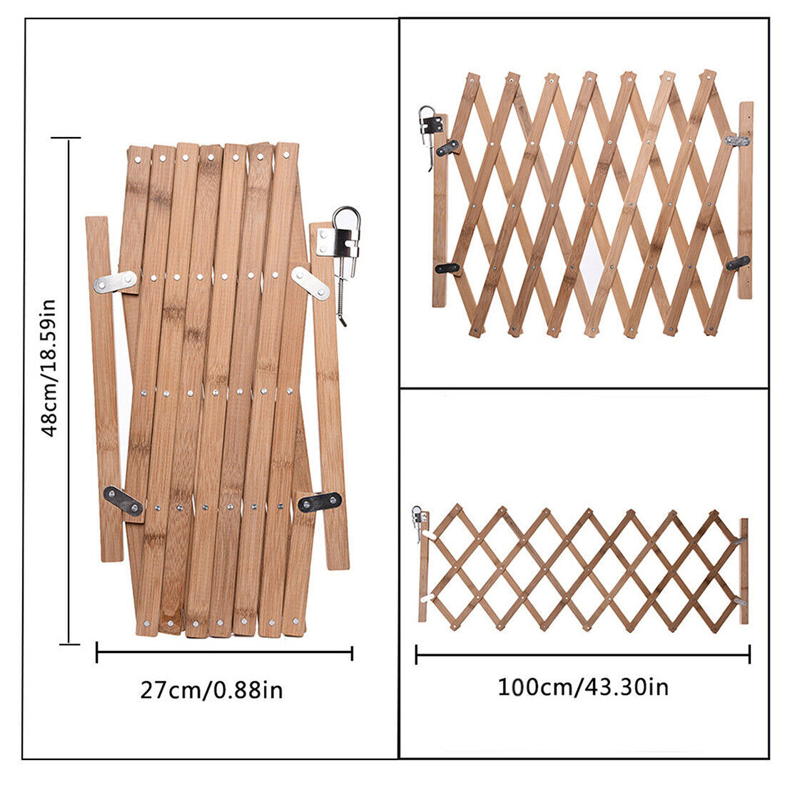 Baby Safety Fence Expanding Portable Wooden Pet Dog Freestanding Trellis Gate UK