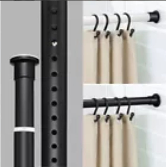 50-410cm Shower Curtain Rail Pole Heavy Duty Extendable Tension Rod No Drilling