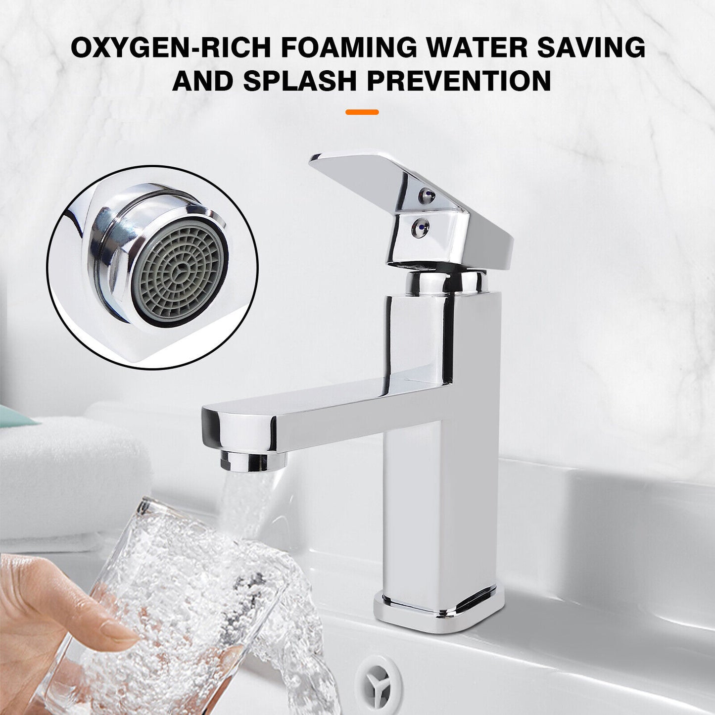 New Modern Waterfall Bathroom Tap Basin Sink Mono Mixer Chrome Cloakroom  Waste