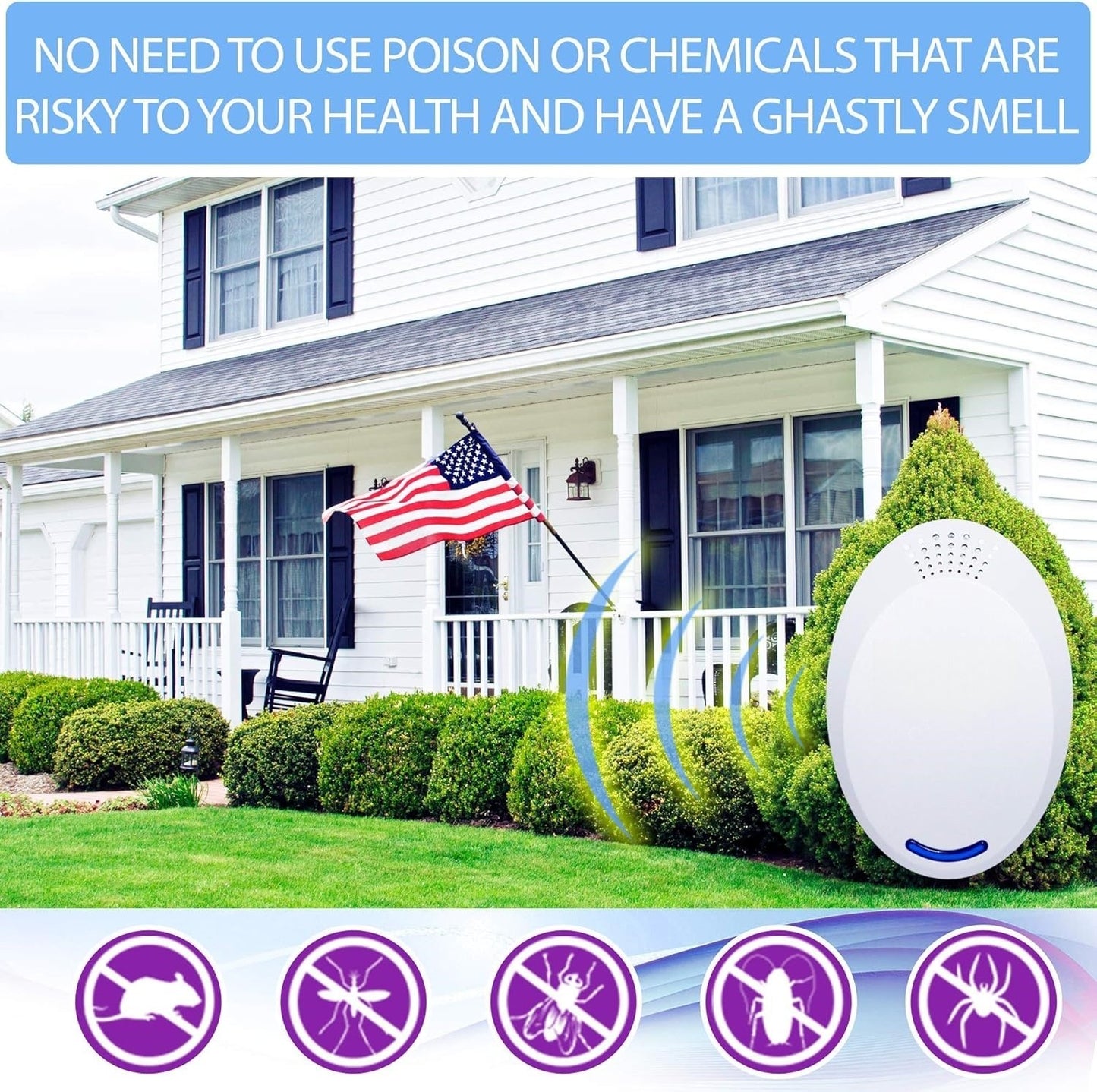 2 Pcs Ultrasonic Pest Control Repeller UK Plug-in Reject Rat Mouse Mice Spider