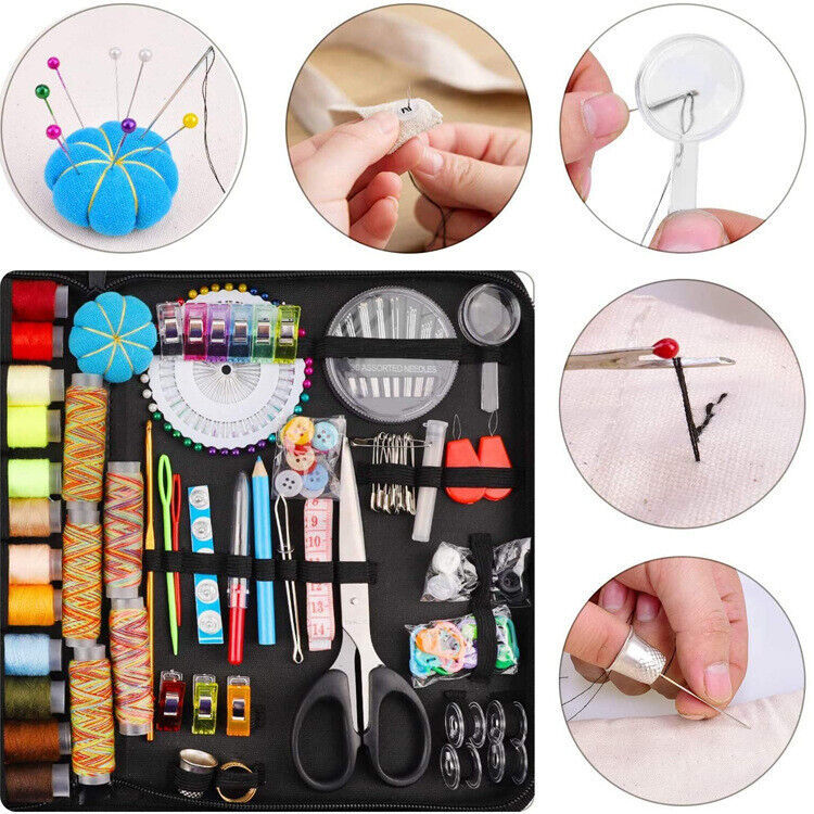 230Pc Large Portable Sewing Kit Home Travel Case Needles Thread Scissors Set Box