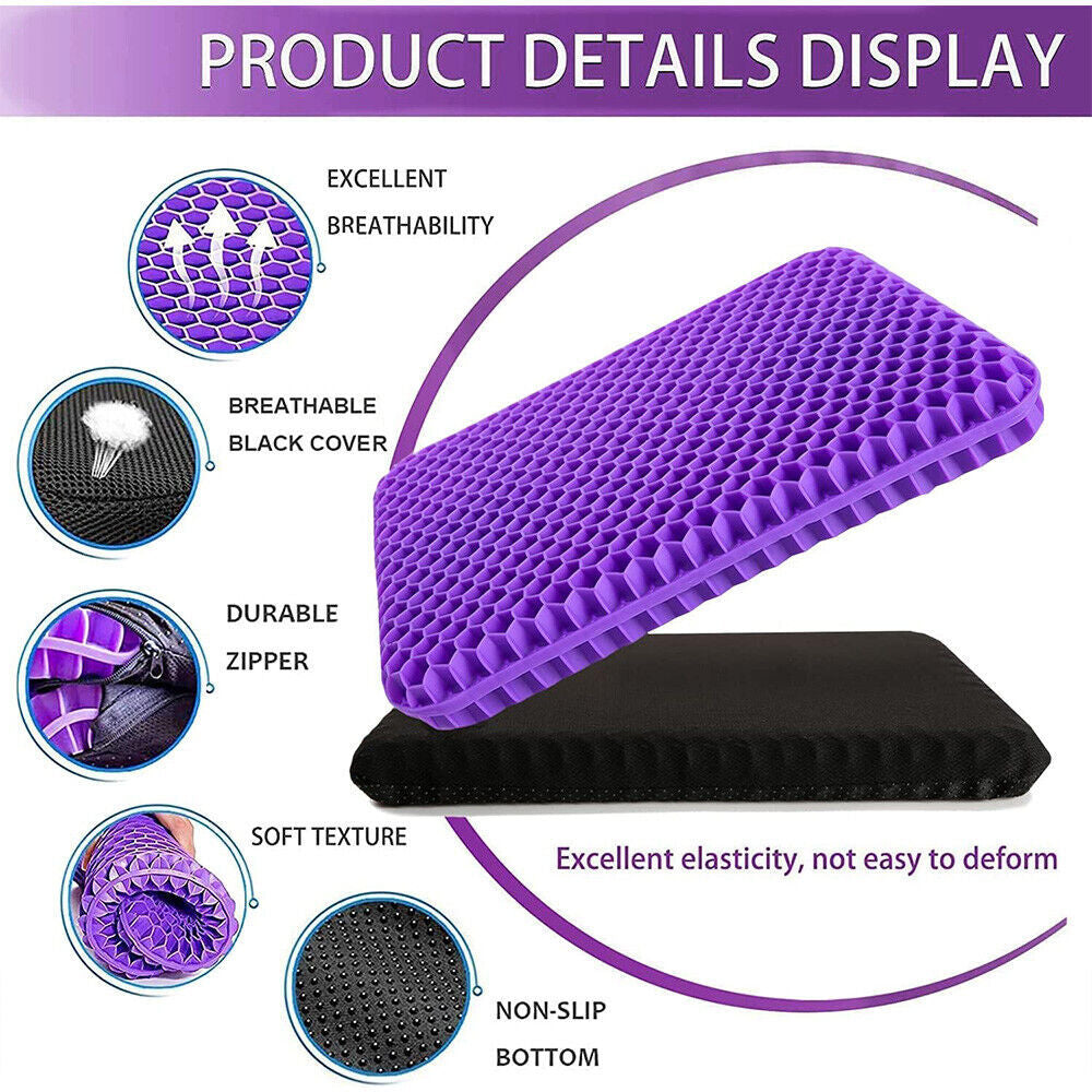 Gel Seat Cushion For Lower Back Pain Pressure Relief Wheelchair Car Office Pad