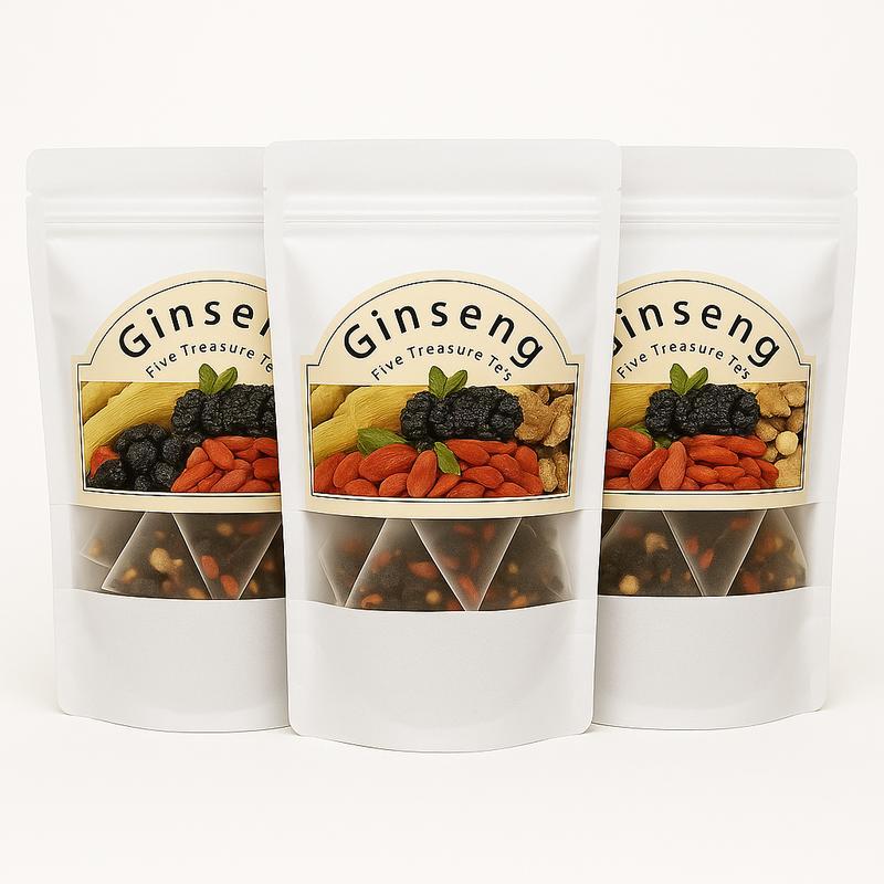 Kidney Tea Formula Ginseng Six Treasure Tea - Natural Chinese Traditional Herbal Ginseng Five Treasures Kidney Detox Cleanse Teabag For Men Women 20 Bags Per Pack