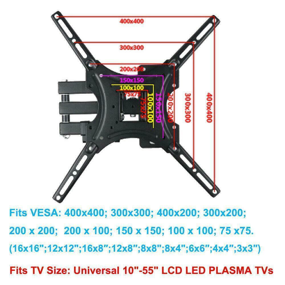 26-55  Full Motion TV Wall Mount Rotation 180 Swivel Bracket 26 32 40 42 50 55