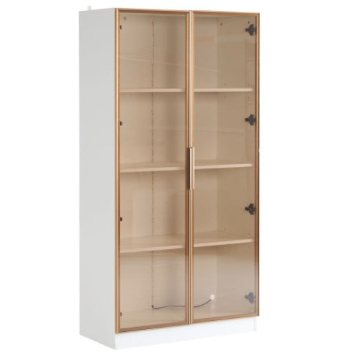 LED Display Cabinet, Clear Display Case For Figures, Storage Shelves With Tempered Glass Door, Storage Cabinet Floor Standing Transparent Showcase 160x80x40 Cm White