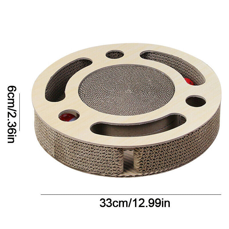 Cat Scratcher Pad Toy 3 In 1 Round Corrugated Scratching Toy With Bell Ball