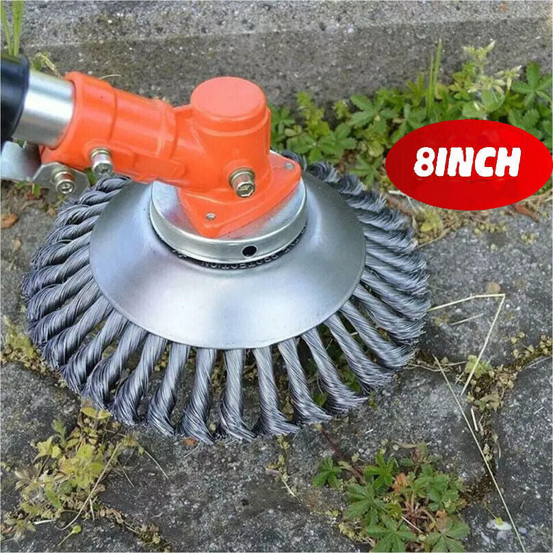 8-Inch Grass Strimmer Head Trimmer Brush Steel Wire Wheel Garden Weed Trimmer