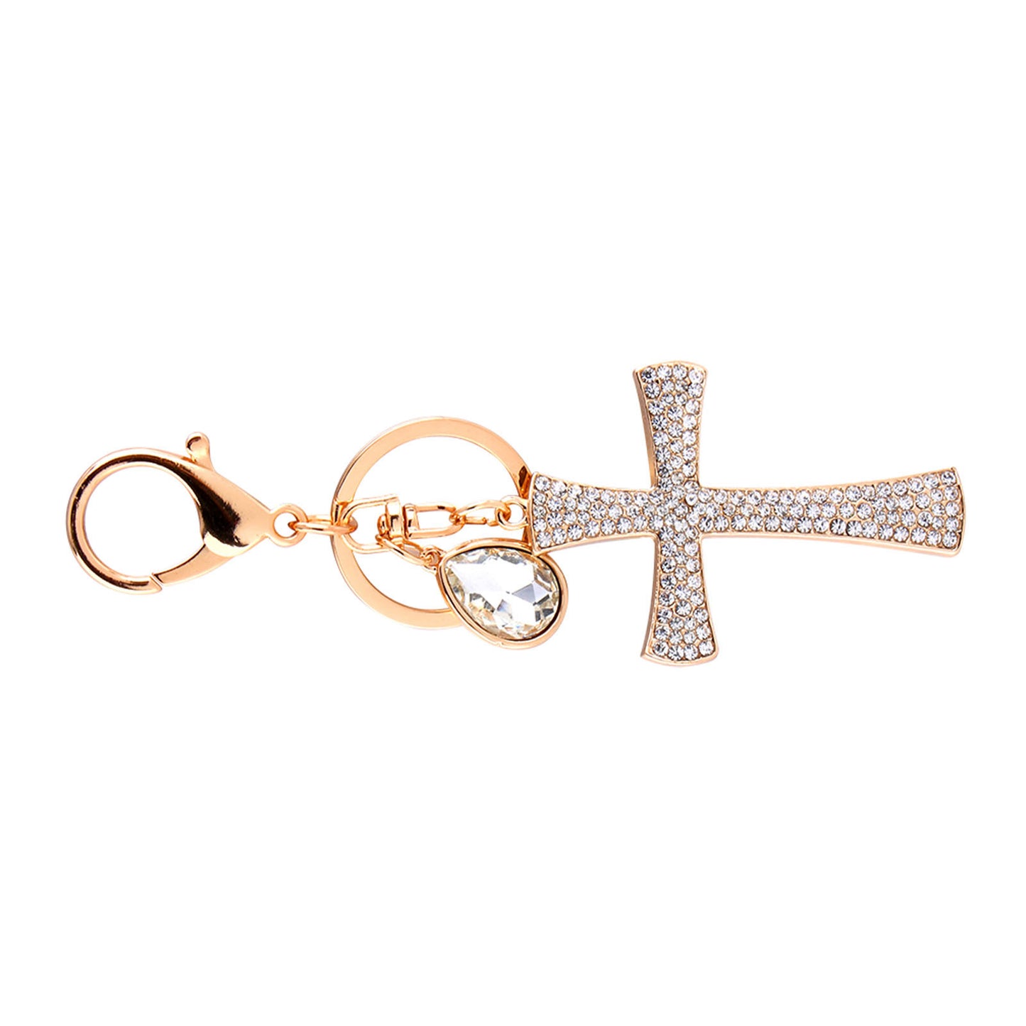 Cross Crystal Rhinestone Key Ring Charm Pendant Purse Bag Cute Keychain HighQ