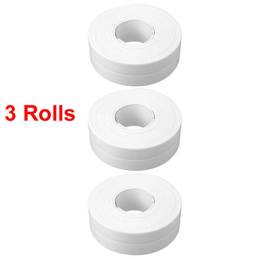 1-3X WATERPROOF SEALING TAPE ADVE WHITE BATHROOM KITCHEN LEAK PVC 22MM X 3.2MHESI