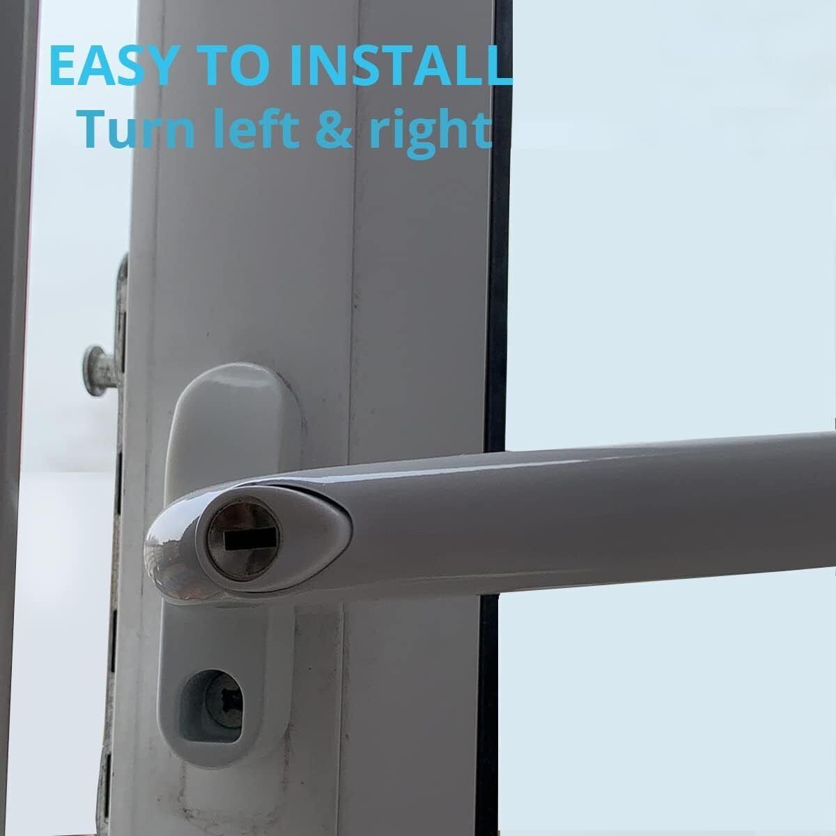 5 Cylinder UPVC Universal Window Handle Straight Lock Espag Double Glazing White