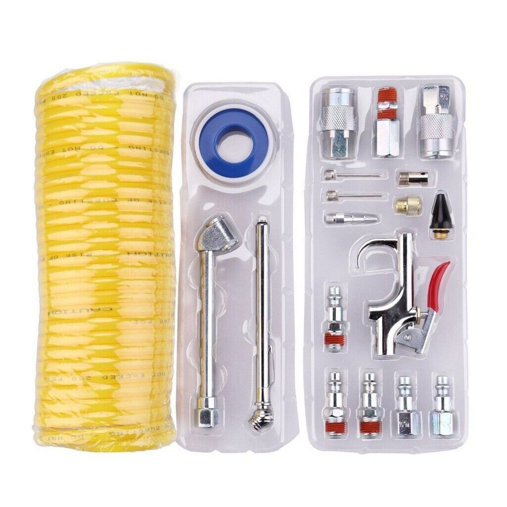 NEW 20 Piece Air Compressor Kit Air Line Accessories Spray Gun Tools Air Hose