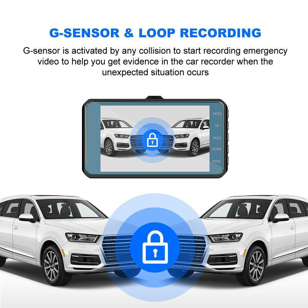 Dashcam Pro DUAL REAR Car Camera  Wide Angle 1080p With 32GB SD Card