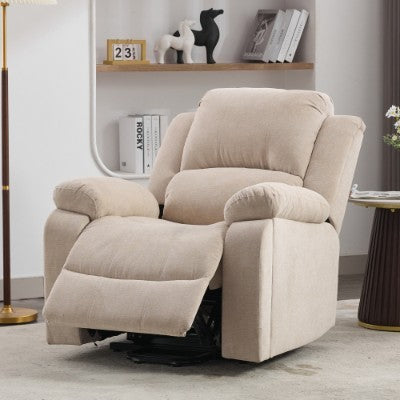 Power Massage Lift Recliner Chair With Heat & Vibration For Elderly, Heavy Duty And Safety Motion Reclining Mechanism Fabric Sofa With Storage Pockets, Cup Holders