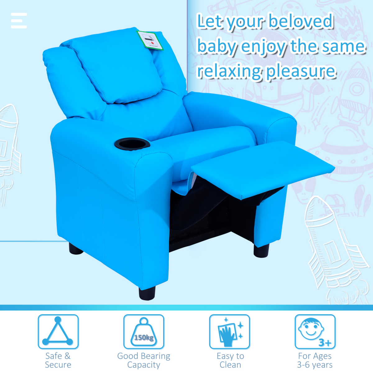 Kids Recliner Armchair Games Chair Children Seat Girls Boys Sofa HOMCOM
