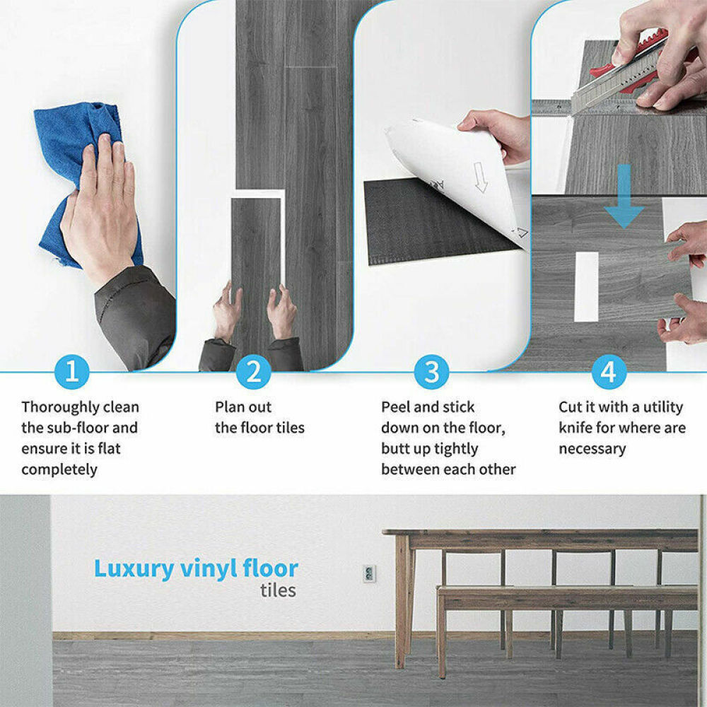 5m Floor Planks Tiles Self Adhesive Wood Effect Vinyl Flooring Bathroom Decor